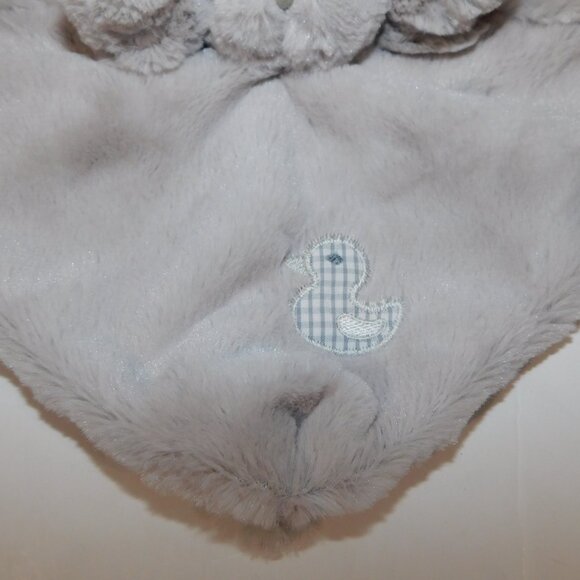 Gingerlilly Gray Plush Bunny Rabbit Gingham Duck Security Blanket Baby lovey - Picture 5 of 7